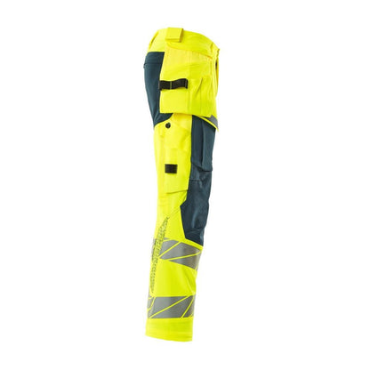Calças com bolsos suspensos, calças ULTIMATE STRETCH, amarelo hi-vis/petróleo escuro