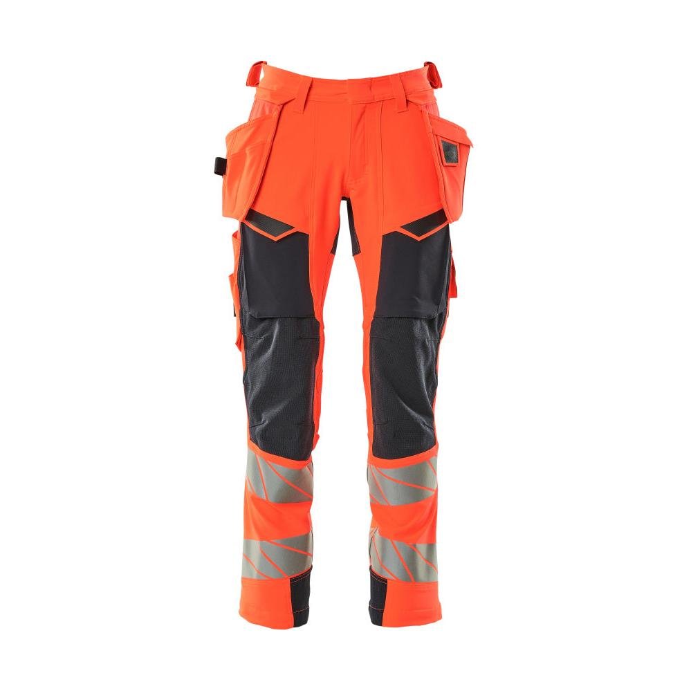 Calças com bolsos suspensos, calças ULTIMATE STRETCH, Hi-vis vermelho/preto-azul