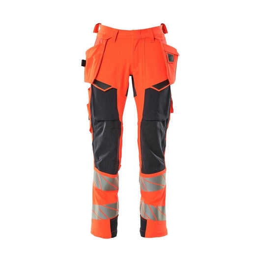 Calças com bolsos suspensos, calças ULTIMATE STRETCH, Hi-vis vermelho/preto-azul