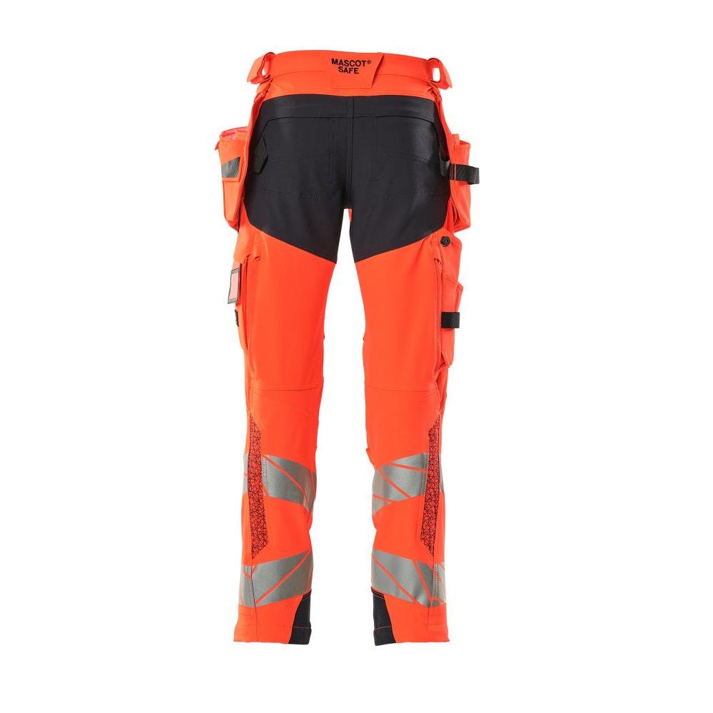 Calças com bolsos suspensos, calças ULTIMATE STRETCH, Hi-vis vermelho/preto-azul