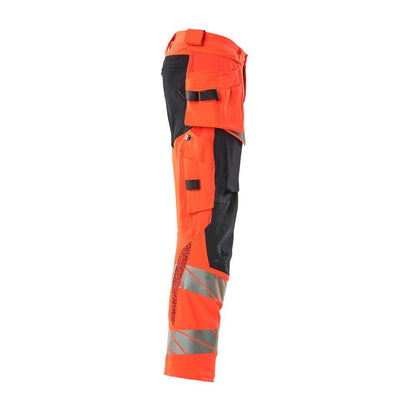 Calças com bolsos suspensos, calças ULTIMATE STRETCH, Hi-vis vermelho/preto-azul