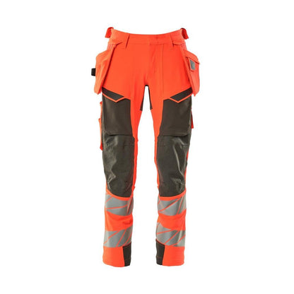 Calças com bolsos suspensos, calças ULTIMATE STRETCH, vermelho de alta visibilidade/antracite escuro