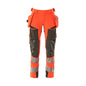 Calças com bolsos suspensos, calças ULTIMATE STRETCH, vermelho de alta visibilidade/antracite escuro