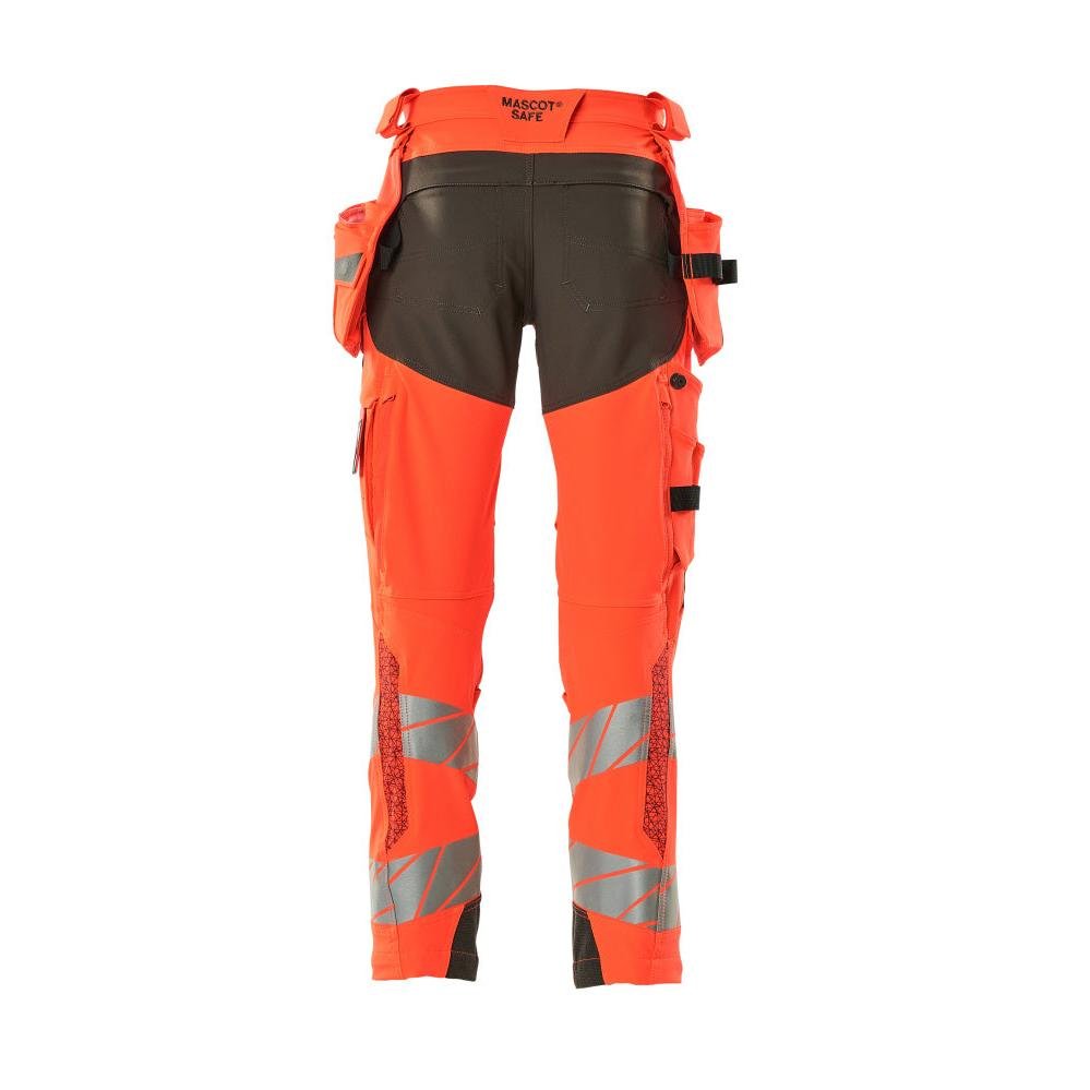 Calças com bolsos suspensos, calças ULTIMATE STRETCH, vermelho de alta visibilidade/antracite escuro