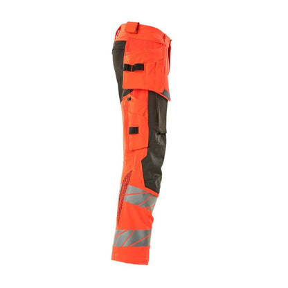 Calças com bolsos suspensos, calças ULTIMATE STRETCH, vermelho de alta visibilidade/antracite escuro