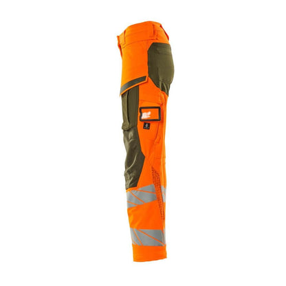 Calças femininas, DIAMOND, bolsos nos joelhos, calças elásticas