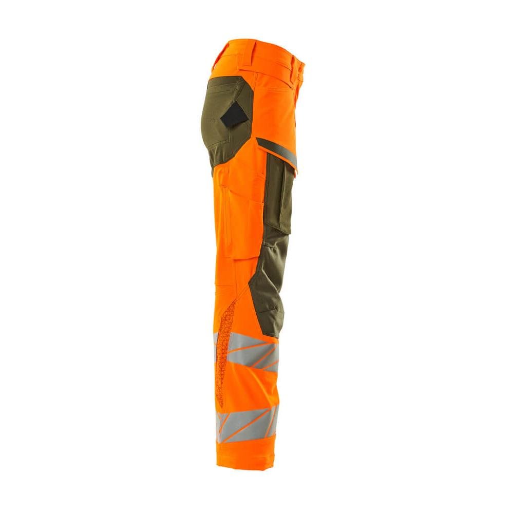 Calças femininas, DIAMOND, bolsos nos joelhos, calças elásticas