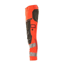 Calças com bolsos nos joelhos, calças ULTIMATE STRETCH, vermelho de alta visibilidade/antracite escuro