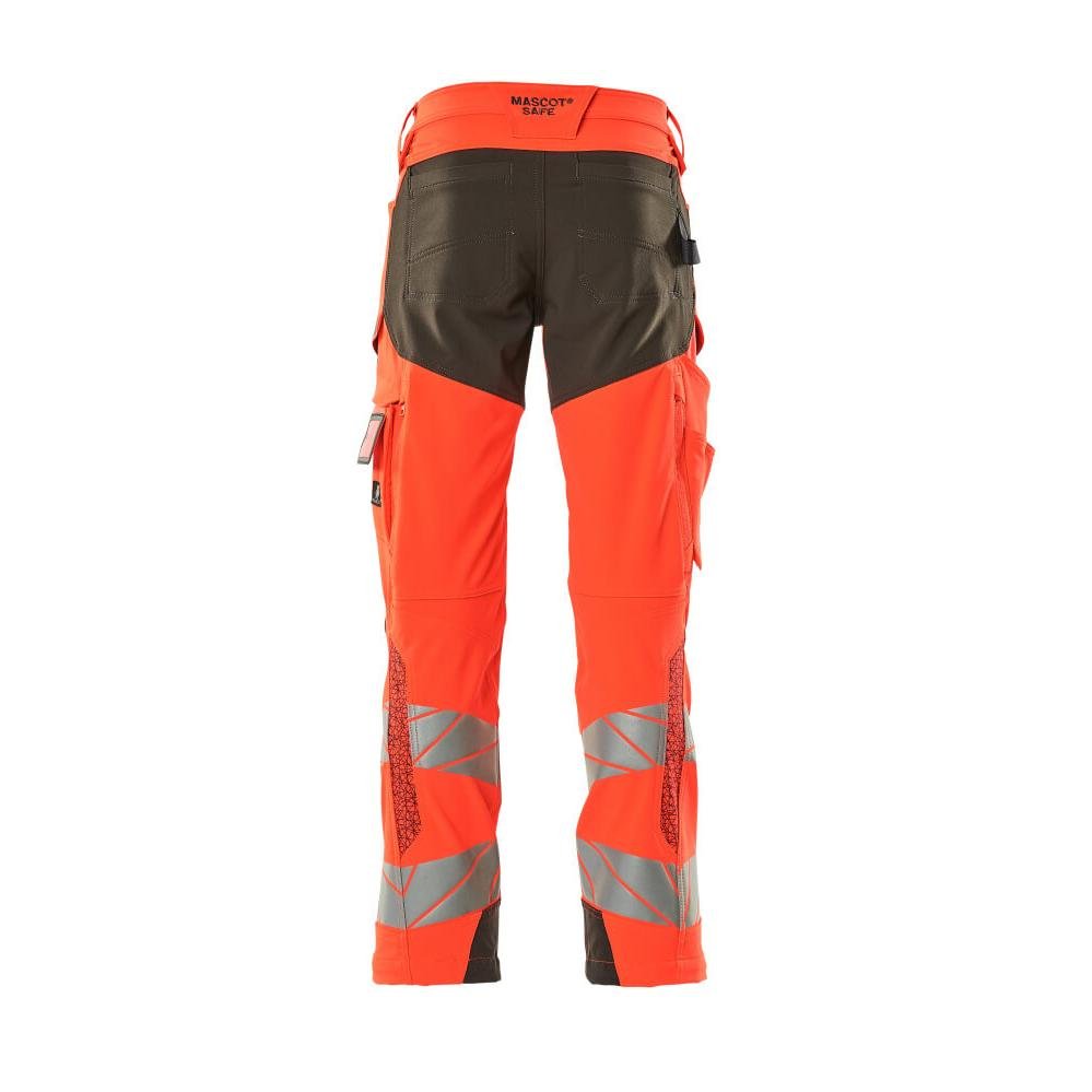 Calças com bolsos nos joelhos, calças ULTIMATE STRETCH, vermelho de alta visibilidade/antracite escuro