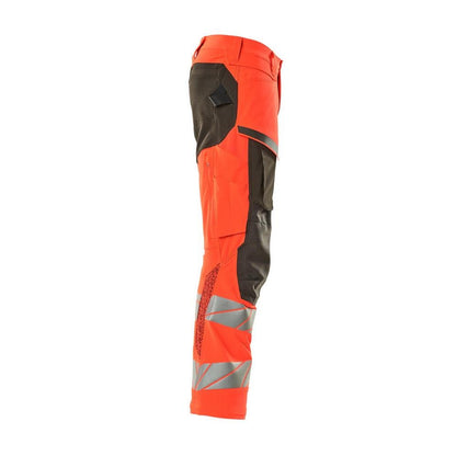 Calças com bolsos nos joelhos, calças ULTIMATE STRETCH, vermelho de alta visibilidade/antracite escuro