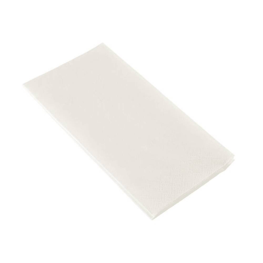 Um único PAPSTAR guardanapo 2-camadas, 33x33 cm, branco (dobra superior, 250 unidades) da PAPSTAR GmbH é apresentado dobrado de forma limpa sobre um fundo branco simples.