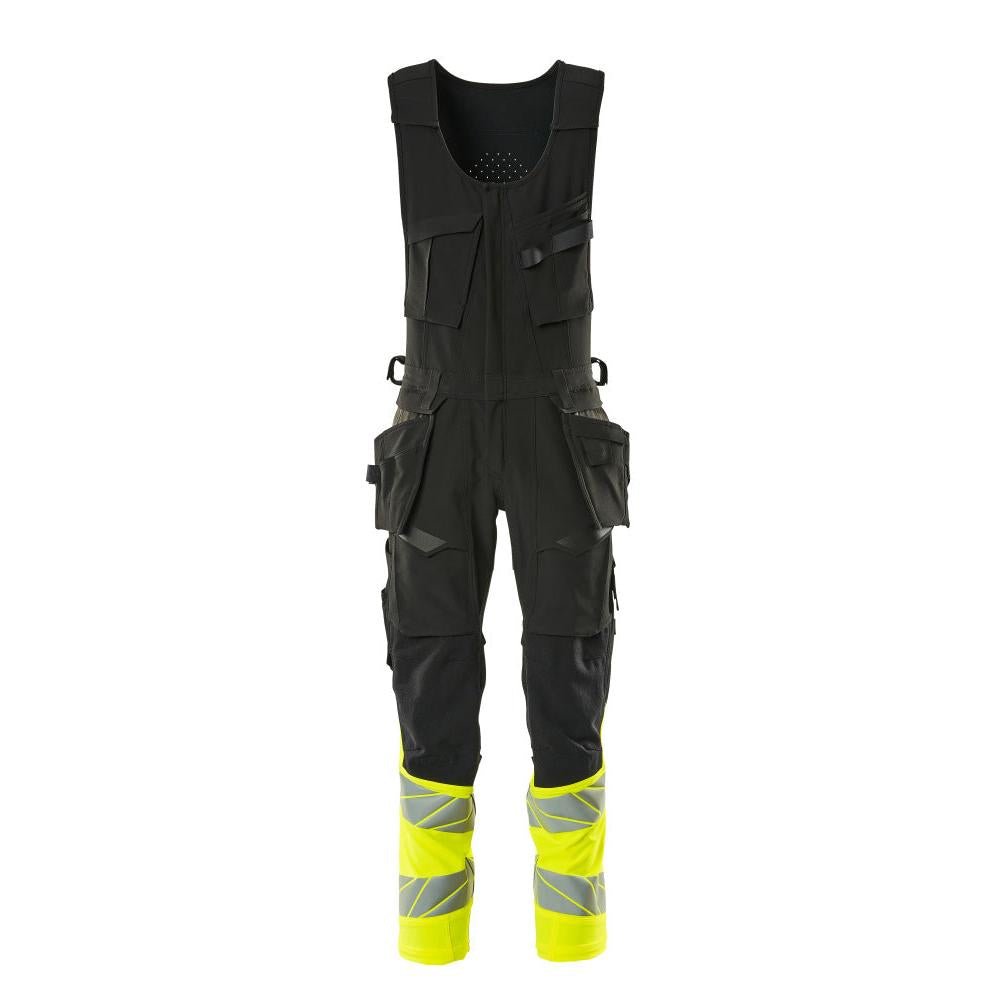 Calças combinadas, bolsos pendurados, calças combinadas ULTIMATE STRETCH, preto/amarelo de alta visibilidade