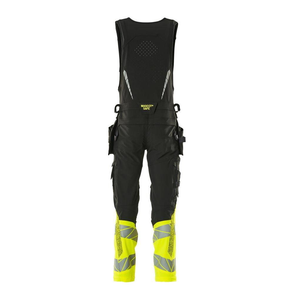 Calças combinadas, bolsos pendurados, calças combinadas ULTIMATE STRETCH, preto/amarelo de alta visibilidade