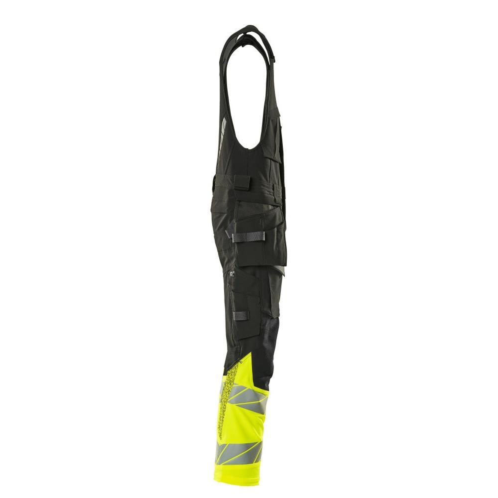 Calças combinadas, bolsos pendurados, calças combinadas ULTIMATE STRETCH, preto/amarelo de alta visibilidade