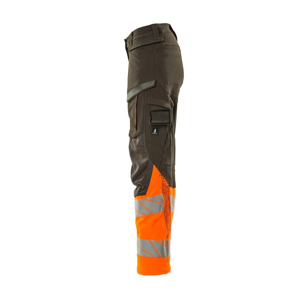 Calças femininas, DIAMOND, bolsos nos joelhos, calças elásticas