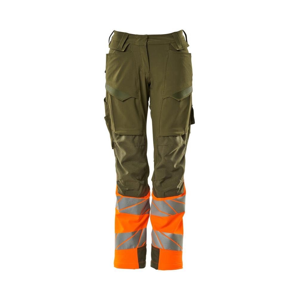 Calças femininas, DIAMOND, bolsos nos joelhos, calças elásticas