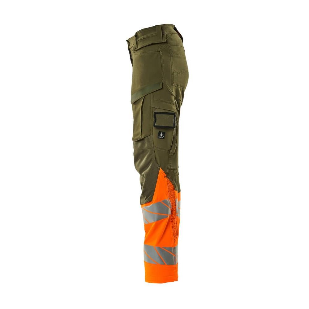 Calças femininas, DIAMOND, bolsos nos joelhos, calças elásticas