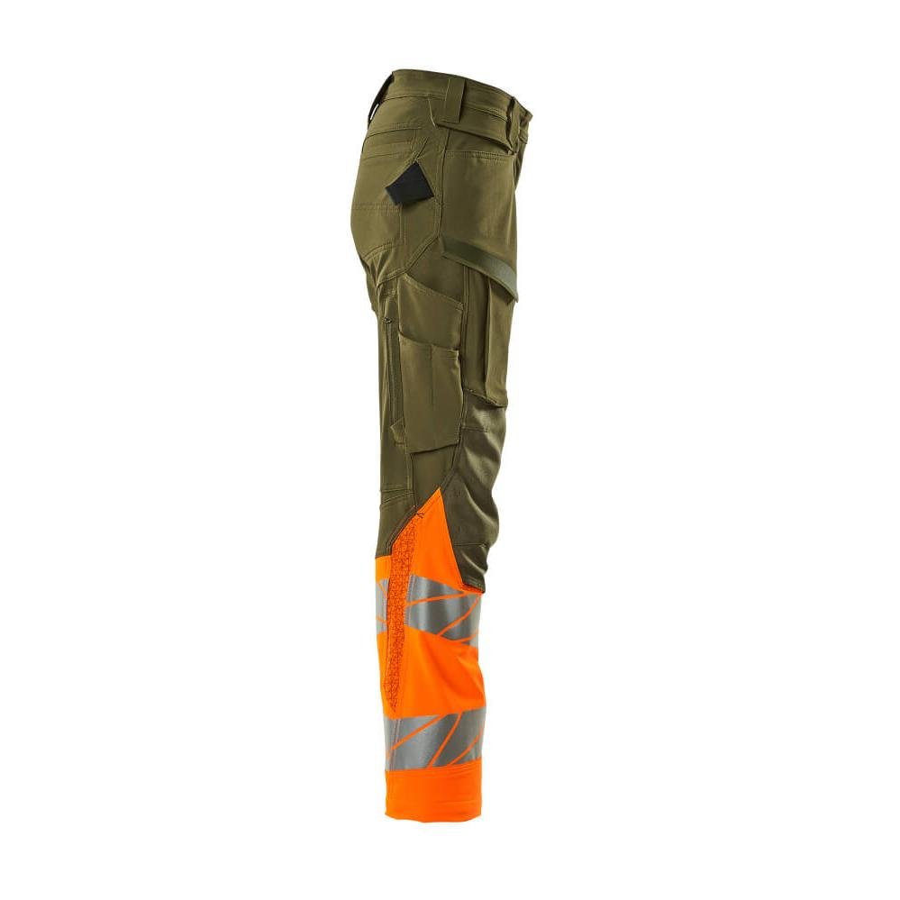 Calças femininas, DIAMOND, bolsos nos joelhos, calças elásticas