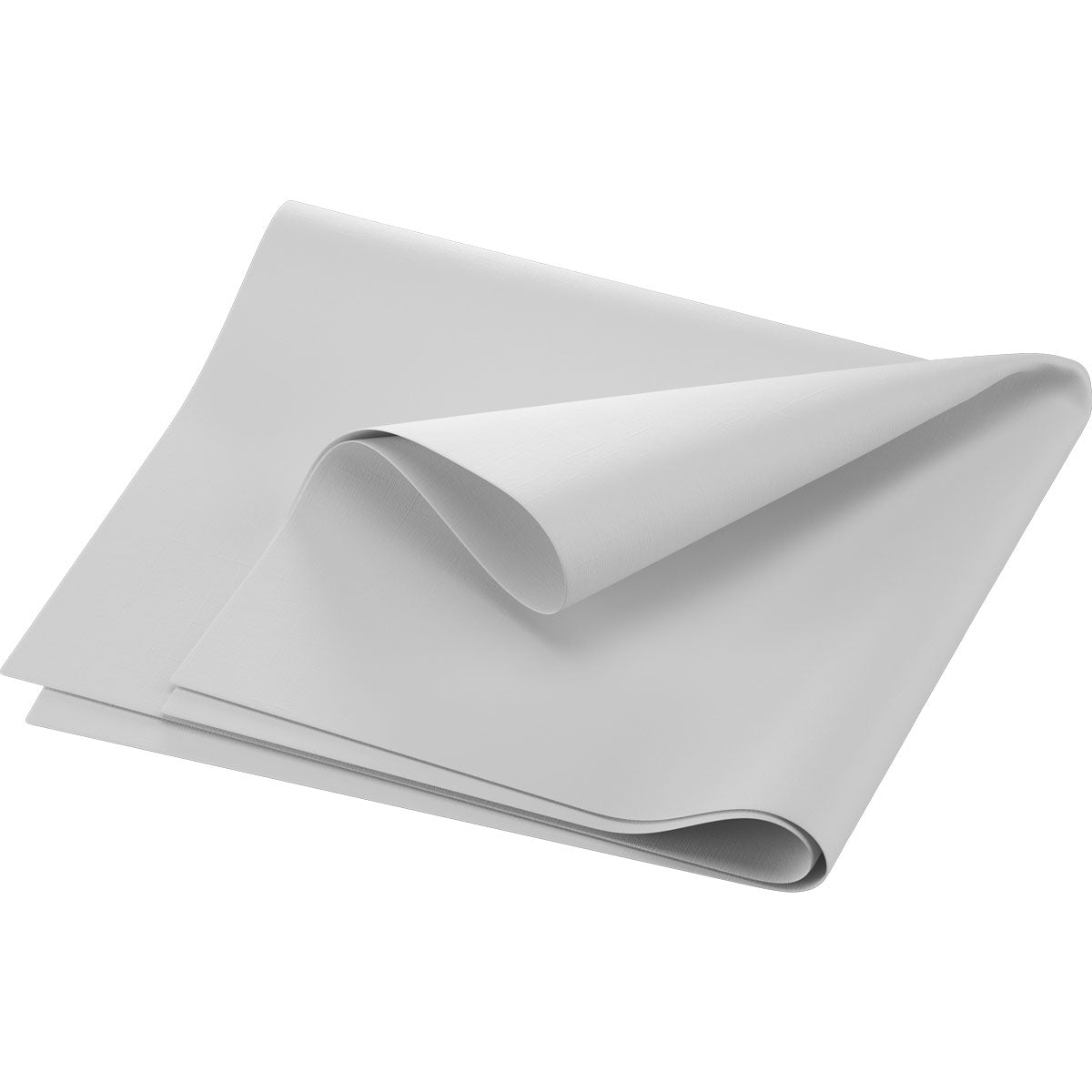Um guardanapo Dunilin dobrado de forma limpa 40 x 60 cm 1/4 de dobra da Duni GmbH em cinza claro com textura suave é apresentado diante de um fundo branco simples.