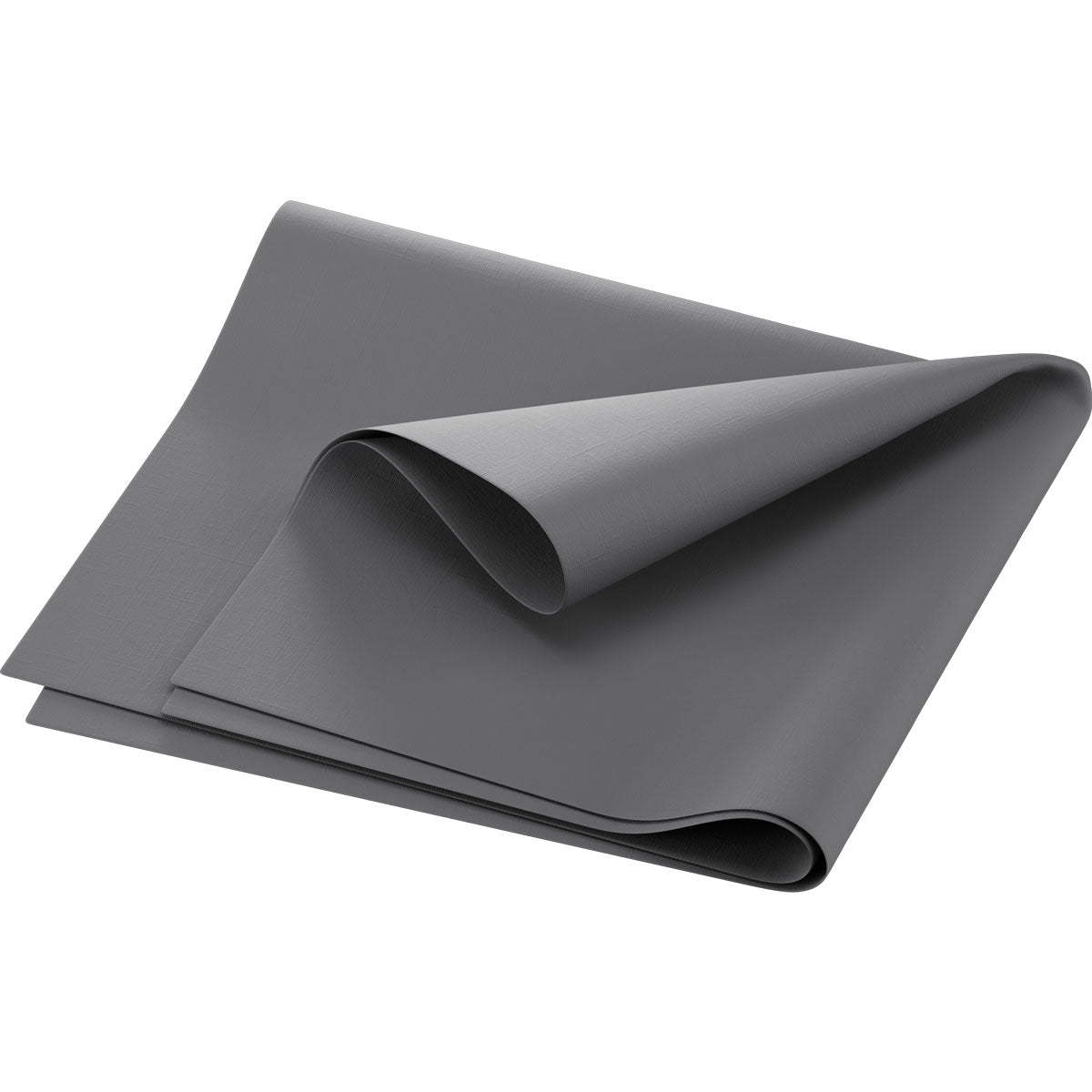 Um guardanapo Dunilin dobrado 40 x 60 cm 1/4 de dobra da Duni GmbH é mostrado diante de um fundo branco, exibindo sua cor cinza, as bordas visíveis e a leve textura.