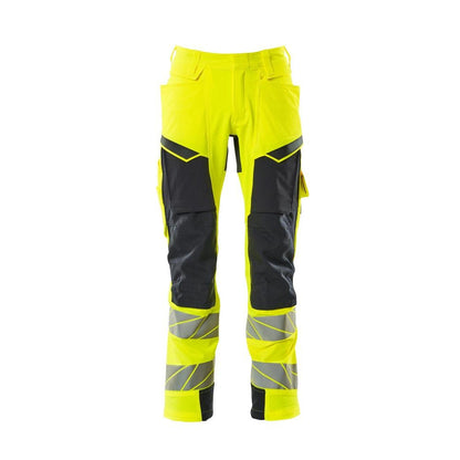 Calças com bolsos nos joelhos, calças ULTIMATE STRETCH, alta visibilidade amarelo/preto-azul