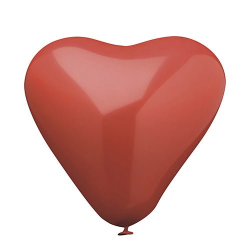 Um PAPSTAR balão de ar vermelho "coração" (Ø 30 cm) do pacote de 10 da PAPSTAR GmbH flutua inflado em frente a um fundo branco simples.