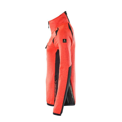 Suéter de lã com zíper curto, jaqueta feminina de microfleece