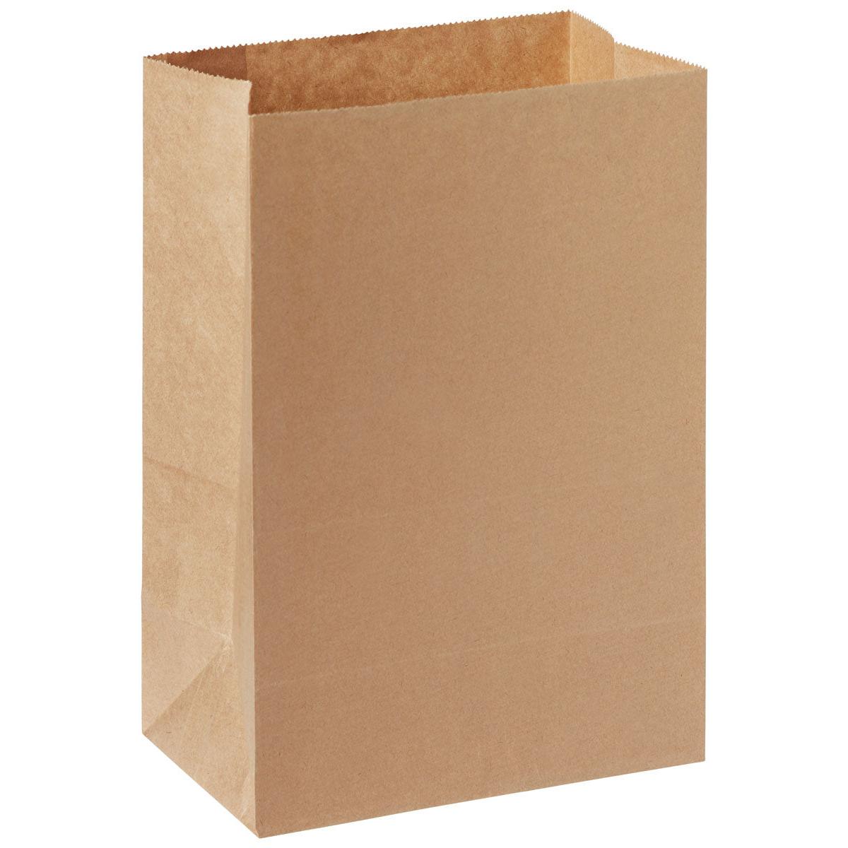 A bolsa Duni GmbH Take-Away sem alça de papel FSC marrom (180x110x265 mm) está vazia com a parte superior aberta em um fundo branco. A embalagem ecológica apresenta bordas afiadas e lados lisos. Embalagem: 500 unidades.