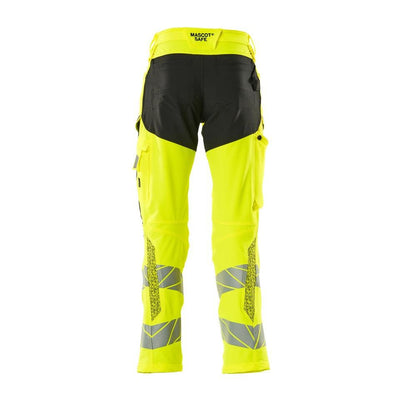 Calças com bolsos nos joelhos, calças ULTIMATE STRETCH, alta visibilidade amarelo/preto