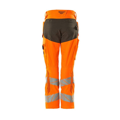 Calças femininas, DIAMOND, bolsos nos joelhos, calças elásticas