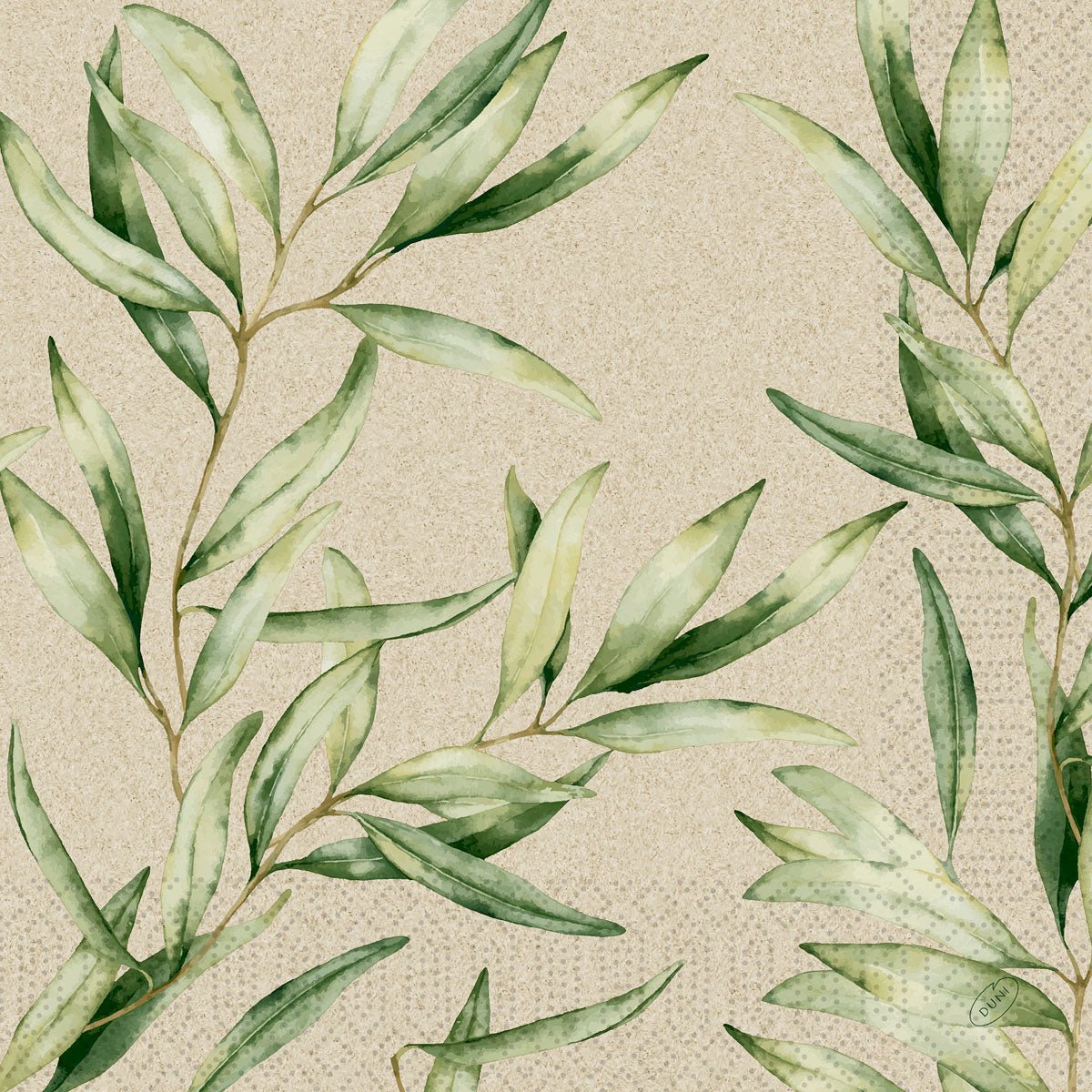 Este design de folhagem aquarelada com elegantes folhas verdes sobre bege confere aos guardanapos de papel 40 x 40 cm 3 camadas 1/4 de dobra Foliage da Duni GmbH, pacote (250 peças) um toque botânico. Perfeito para uma decoração de mesa inspirada na natureza.