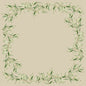 Moldura quadrada de flores com folhas aquareladas verdes sobre um fundo texturizado bege, perfeito para a apresentação dos guardanapos de mesa Dunisilk 84 x 84 cm Foliage da Duni GmbH (pack de 20), com um centro vazio para o seu texto ou imagens.