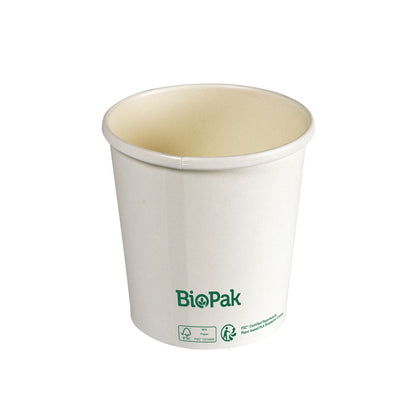 A tigela Ronda SHORT Cartão/PLA da Duni GmbH - uma alternativa sustentável através de material biodegradável, com logotipo da marca e símbolos de certificação em fundo branco.
