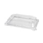 A tampa rPET Sushi small da Duni GmbH é uma tampa transparente e retangular (195x139x33 mm) com bordas elevadas e um centro plano - ideal para embalagens sustentáveis. É entregue em pacotes de 50 unidades.