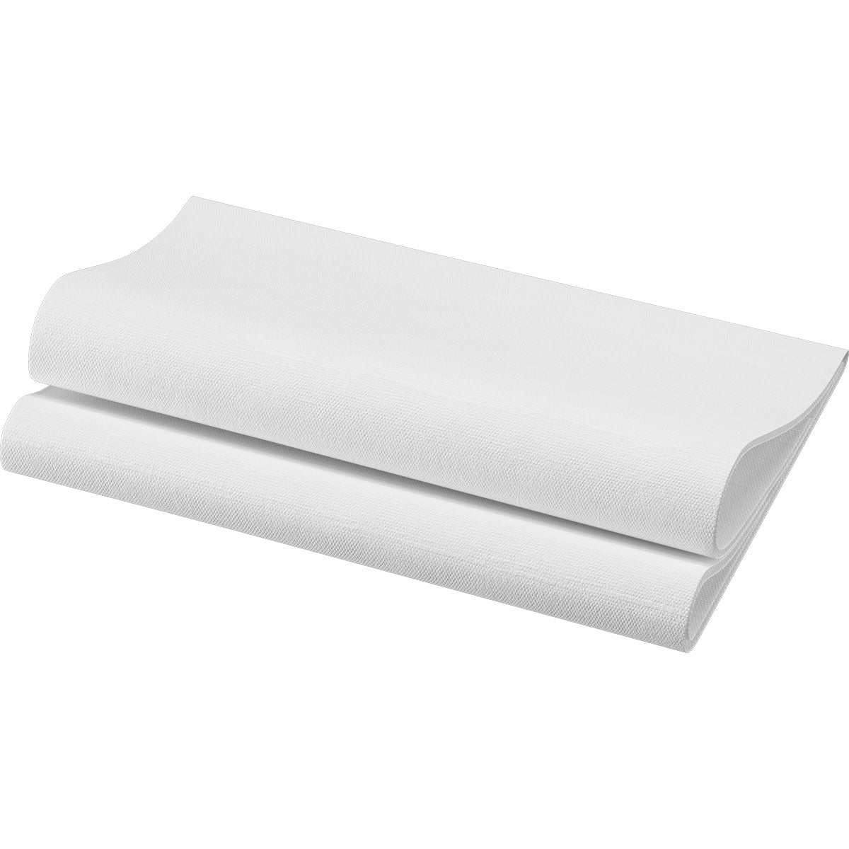 Duas guardanapos Bio-Dunisoft 40 x 40 cm 1/4 dobra da Duni GmbH estão empilhadas e dobradas sobre uma superfície plana com fundo branco, oferecendo uma decoração de mesa luxuosa e ao mesmo tempo biodegradável.