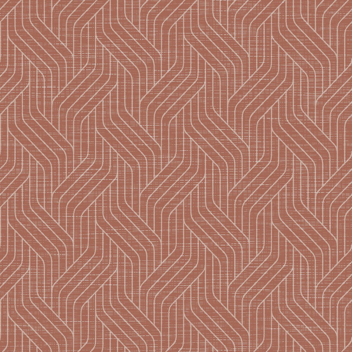 Os guardanapos Dunisoft 40 x 40 cm 1/4 dobra da Duni GmbH apresentam um padrão de espinha de peixe repetitivo com linhas finas em forma de V brancas em um vermelho discreto, conferindo aos guardanapos de alta qualidade um visual moderno e levemente texturizado.