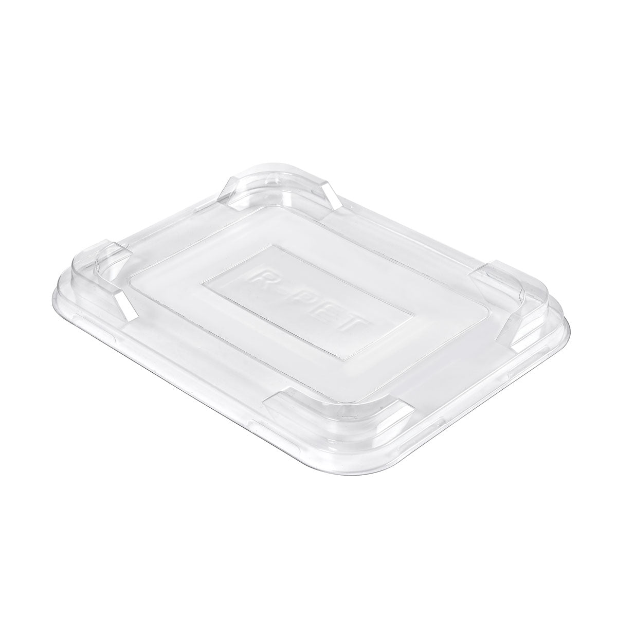 A tampa de rPET para Fibre Trays Caterline da Duni GmbH é uma tampa retangular clara (234x186x23 mm) feita de rPET transparente. Possui cantos chanfrados e bordas elevadas para um ajuste seguro em Fiber Trays. Entregue em embalagens com 220 unidades.