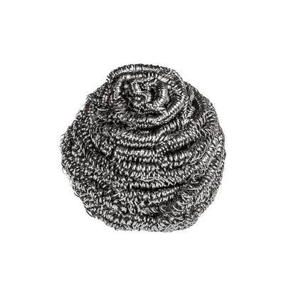A espiral de aço inoxidável Scotch-Brite® da 3M Deutschland GmbH (3 unidades por embalagem) de aço inoxidável prateado com estrutura torcida é ideal para a limpeza da cozinha e remove sujeiras difíceis. Exibido em fundo branco.