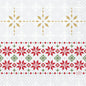Os guardanapos 33x33 3 camadas 1/4 Tradition da Duni GmbH apresentam estrelas douradas, vermelhas e verdes e flocos de neve em filas sobre branco, que lembram a decoração clássica de Natal. A embalagem contém 50 unidades.