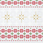 Os guardanapos 40x40, de 3 camadas, da gama 1/4 Tradition da Duni GmbH apresentam motivos festivos de flocos de neve e estrelas em tons de vermelho, verde e dourado, dispostos em filas sobre um fundo branco — ideais para a decoração de Natal. Cada embalagem contém 250 guardanapos.