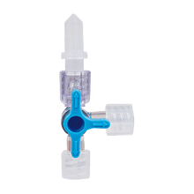 Torneira de três vias azul