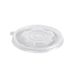 Uma tampa de polipropileno branca (tampa para 201090 / 201091 / 201092, 115x115x10 mm) da Duni GmbH, embalagem com 50 unidades, ilustrada sobre um fundo branco sólido.