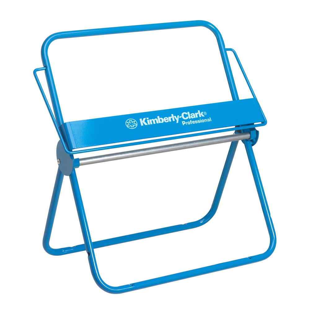 O Suporte de Parede para Rolo de Papel - Rolo Grande em Azul da Kimberly-Clark Professional™ é um dispensador de parede da Kimberly-Clark GmbH com um suporte robusto para a retirada eficiente de grandes rolos de papel.
