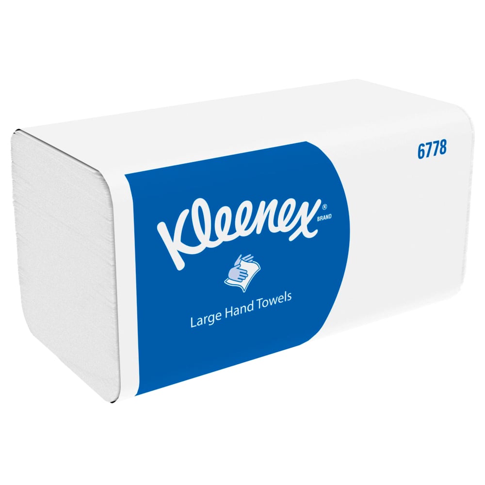 Lenços dobráveis Kleenex® da Kimberly-Clark GmbH - Branco, embalagem grande com 15 pacotes de 124 folhas por caixa, lenços de papel práticos com design azul e branco para uso versátil.