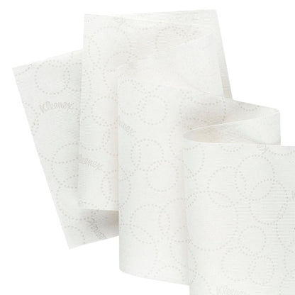 Kleenex® Rollenhandtücher E-roll Large von Kimberly-Clark GmbH aus weißem, 1-lagigem Recyclingpapier mit dezenter Punktstruktur und schwachem Branding - ideal zum hygienischen Händetrocknen (6x250m Rollen pro Karton).