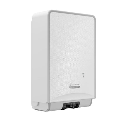 O dispensador eletrónico de cuidados para a pele Kimberly-Clark Professional™ Icon™ de 1,2 l, White Mosaic da Kimberly-Clark GmbH oferece distribuição sem toque para ambientes higiénicos e destaca-se pelo design moderno com frente texturizada.