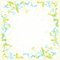 Uma borda quadrada de flores verde-claras e azuis em estilo aquarela emoldura a toalha de mesa Dunisilk MD 84x84 cm Elise da Duni GmbH - decoração de mesa de alta qualidade e resistente à água em embalagem de 20 unidades, cujos delicados contornos florais se fundem no centro branco.