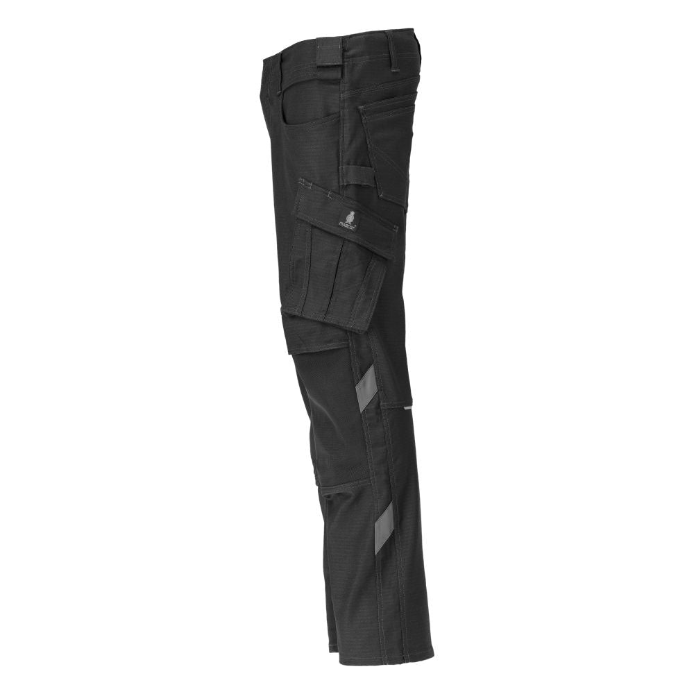 Calças com bolsos nos joelhos, calças de algodão+