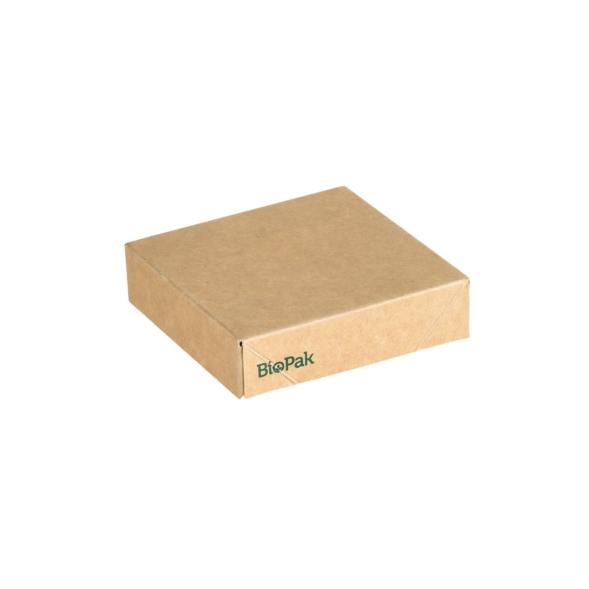 Uma simples tampa retangular marrom Viking Cube Mini de cartão da Duni GmbH (75x75x20 mm, revestida com PLA, 300 unidades), ideal para embalagens biodegradáveis e perfeita como tampa sustentável para caixas.