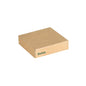 Uma simples tampa retangular marrom Viking Cube Mini de cartão da Duni GmbH (75x75x20 mm, revestida com PLA, 300 unidades), ideal para embalagens biodegradáveis e perfeita como tampa sustentável para caixas.